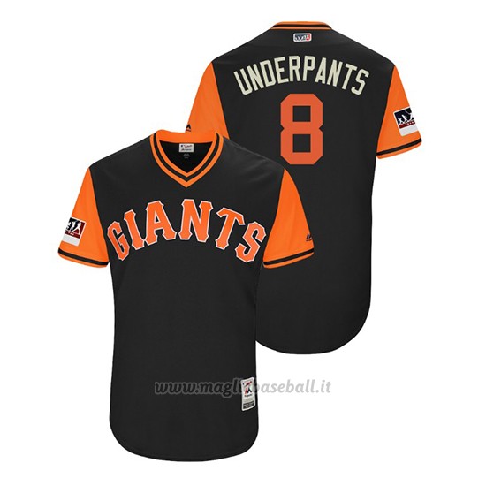 Maglia Baseball Uomo San Francisco Giants Hunter Pence 2018 Llws Players Weekend Underpants Nero